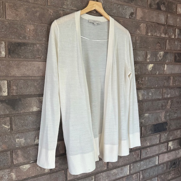 LOFT Beige Wool/Acrylic Large Cardigan - Picture 3 of 14